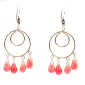 925 Ayar Gümüş Kırmızı Taşlı Çift Daire Telkari Küpe thumbnail 3