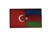 Single Sword Azerbaycan 2 Devlet Tek Millet Bayrağı Plastik Patch - Peç - 1