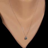 925 Ayar Gümüş Vav Allah Yazılı Kolye, Beyaz Siyah - Beyaz Taş thumbnail 1