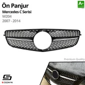 S-Dizayn Mercedes C-Class W204 Ön Panjur Parlak Siyah Piano Black Diamond Model 2007-2014 - 1