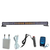 4'lü tepe çakar lamba mıknatıslı vantuzlu 21 fonksiyonlu 24 ledli kırmızı mavi-beyaz beyaz 60cm usb-fiş şarjlı kumandalı adet / LAPA118-1 thumbnail 3