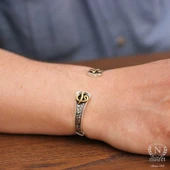 925 Ayar Gümüş Elif Vav Harfli Erkek Bilekliği thumbnail 6