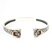 925 Ayar Gümüş ve Bronz Ay Yıldız Motifli Erkek Bilekliği thumbnail 1