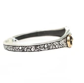 925 Ayar Gümüş ve Bronz Ay Yıldız Motifli Erkek Bilekliği thumbnail 3