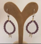 925 Ayar Gümüş Ametist Taşlı Harf Küpe thumbnail 2