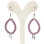 925 Ayar Gümüş Ametist Taşlı Harf Küpe thumbnail 7