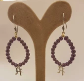 925 Ayar Gümüş Ametist Taşlı Harf Küpe thumbnail 3