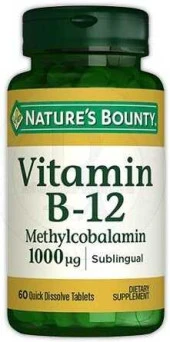 Nature's Bounty Vitamin B12 Methylcobalamin 1000 mcg 60 Dilaltı Tablet thumbnail 2