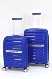 United Colors Of Benetton Kırılmaz Polipropilen 2'li Valiz Seti Orta Boy - Kabin Boy Mavi BNT1000 thumbnail 1