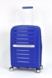 United Colors Of Benetton Kırılmaz Polipropilen 2'li Valiz Seti Orta Boy - Kabin Boy Mavi BNT1000 thumbnail 3