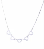 925 Ayar Gümüş 5'li Kalp Kolye, Beyaz thumbnail 4