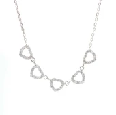 925 Ayar Gümüş 5'li Kalp Kolye, Beyaz thumbnail 3