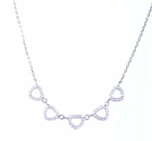 925 Ayar Gümüş 5'li Kalp Kolye, Beyaz thumbnail 5