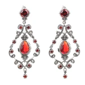 925 Ayar Gümüş Garnet Taşlı Antik Avize Küpe thumbnail 2