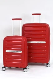 United Colors Of Benetton Kırılmaz Polipropilen 2'li Valiz Seti Büyük Boy - Kabin Boy Kırmızı BNT1000 thumbnail 1