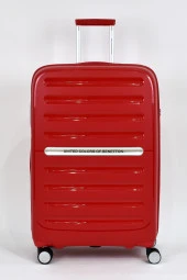 United Colors Of Benetton Kırılmaz Polipropilen 2'li Valiz Seti Büyük Boy - Kabin Boy Kırmızı BNT1000 thumbnail 2