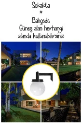 Şahnet Solar Bahçe Lambası Beyaz - Güneş Enerjili Duvar Armatür (3 Adet) - 6