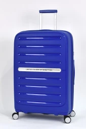 United Colors Of Benetton Kırılmaz Polipropilen 2'li Valiz Seti Büyük Boy - Orta Boy Mavi BNT1000 thumbnail 3