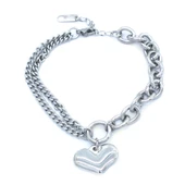 316L Çelik Büyük Kalp Detaylı Kadın Zincir Bileklik BLK-723 thumbnail 2