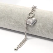 316L Çelik Büyük Kalp Detaylı Kadın Zincir Bileklik BLK-723 thumbnail 1