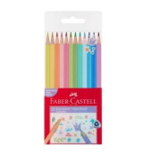 Faber-Castell Üçgen Kuru Boya Kalemi 12 Pastel Renk - 1