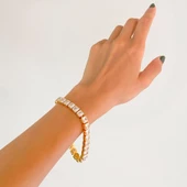 Su Yolu Bileklik Çelik Altın Kaplama Baget Taşlı BLK-953 thumbnail 3