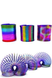 Metalik Renkli Stres Yayı Desenli Oyuncak Stres Yayı - 5 cm çapında - 2 Adet thumbnail 1