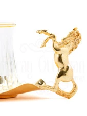 Şah At Büyük Volanlı Çay Tabak Altın - 3