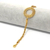 Çeyrekli Çerçeve Bileklik Altın Kaplama Burgu Model Kelepçe BLK-684 thumbnail 1