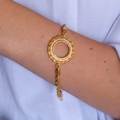 Çeyrekli Çerçeve Bileklik Altın Kaplama Burgu Model Kelepçe BLK-684 thumbnail 5