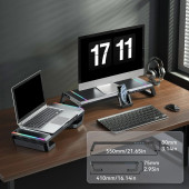 TechTic Bilgisayar Monitör Yükseltici Laptop Sehpası RGB 4 USB Hub Yükseklik Ayarlı Monitör Standı - 3