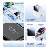 Havit PB5215 Type-C ve Lightning Kablo 10.000 Mah LED Göstegeli Powerbank Siyah thumbnail 2