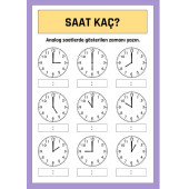 Saatleri Öğreniyorum YAZ-SİL Kitabı (YAZ-SİL Kalem Hediyeli) - 7
