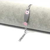 Bebek Bileklik Çelik Pembe Nazar Boncuklu ModelBLK-959 thumbnail 2