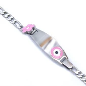 Bebek Bileklik Çelik Pembe Nazar Boncuklu ModelBLK-959 thumbnail 3