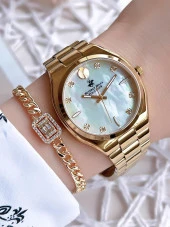 Beverly Hills Polo Gold Çelik Kasa&Kordon Kararma Renk Atmaz Kadın Kol Saati+Bileklik 3385C.120 thumbnail 1