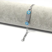 Bebek Bileklik Çelik Mavi Nazar Boncuklu BLK-964 - 2