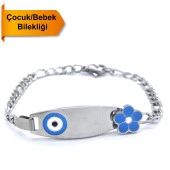Bebek Bileklik Çelik Mavi Nazar Boncuklu BLK-964 - 1