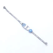 Bebek Bileklik Çelik Mavi Nazar Boncuklu BLK-964 - 5