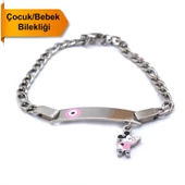 Bebek Bileklik Çelik Pembe Nazar Boncuklu Mickey Mouse BLK-963 thumbnail 1