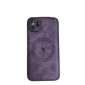 İphone 12 PRO Uyumlu Alfa Desenli Magsafe Kablosuz Şarj Özellikli Kılıf Modeli MOR - 1