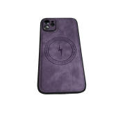 İphone 12 PRO Uyumlu Alfa Desenli Magsafe Kablosuz Şarj Özellikli Kılıf Modeli MOR - 3