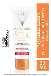 Vichy Capital Soleil Yüksek Korumalı 3ü1 Arada Yaşlanma Karşıtı Yüz Güneş Kremi Spf 50 (UVA UVB) 50 ml - 1