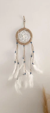 Düş Kapanı Nazar Boncuklu Hand Made Dreamcatcher Kötü Göz Kovucu Rüya Kapanı Duvar Süsü - 6