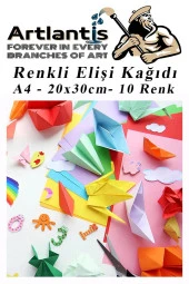 Elişi Kağıdı A4 10 Renk 2 Paket El işi Kağıdı 10 Lu Kreş Ana Sınıfı Okul Öncesi Sınıf Malzemesi - 5