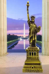 Vintage Metal USA Özgürlük Heykeli Antik Bronz 32 cm thumbnail 11