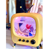 TechTic Tv Şekilli Işıklı Mini Akvaryum Beta Balık Tankı Led Aydınlatma Termostatik Isıtma Vintage thumbnail 6