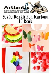 Fon Kartonu 10 Lu 50x70 Cm 3 Paket Arlantis 10 Renk Fon Kartonu 50*70 Okul Sınıf Kreş Anasınıfı - 3