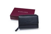 SANLINE 2754 Hakiki Deri Kadın Cüzdan - Siyah - 1