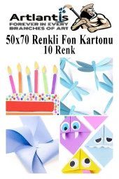 Fon Kartonu 10 Lu 50x70 Cm 5 Paket Arlantis 10 Renk Fon Kartonu 50*70 Okul Sınıf Kreş Anasınıfı - 5